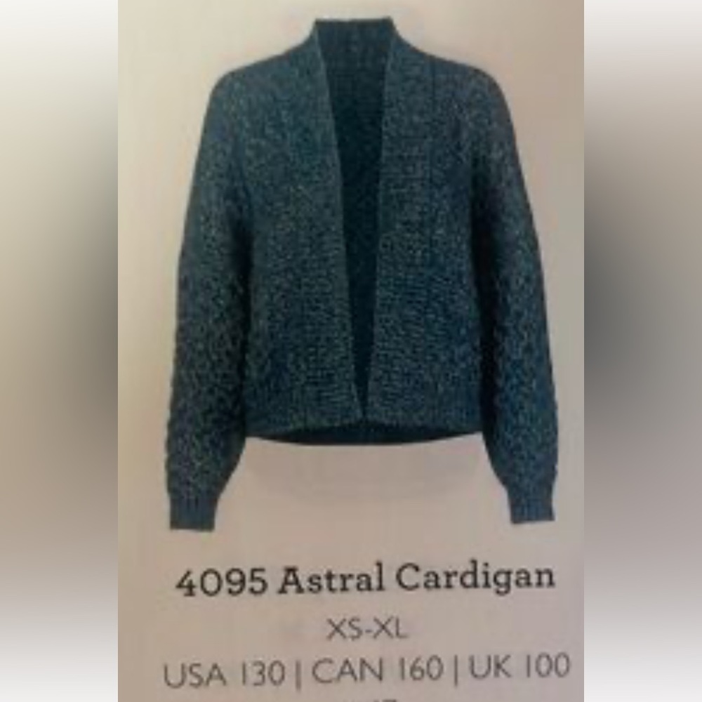 Cabi Astral Chunky knit boho boxy open front cardigan sweater blue turquoise - Picture 6 of 6